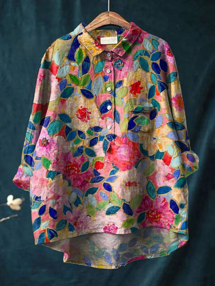 Tiziana - Ligera Camisa de Lino con Estampado