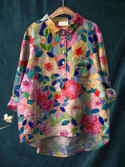 Tiziana - Ligera Camisa de Lino con Estampado