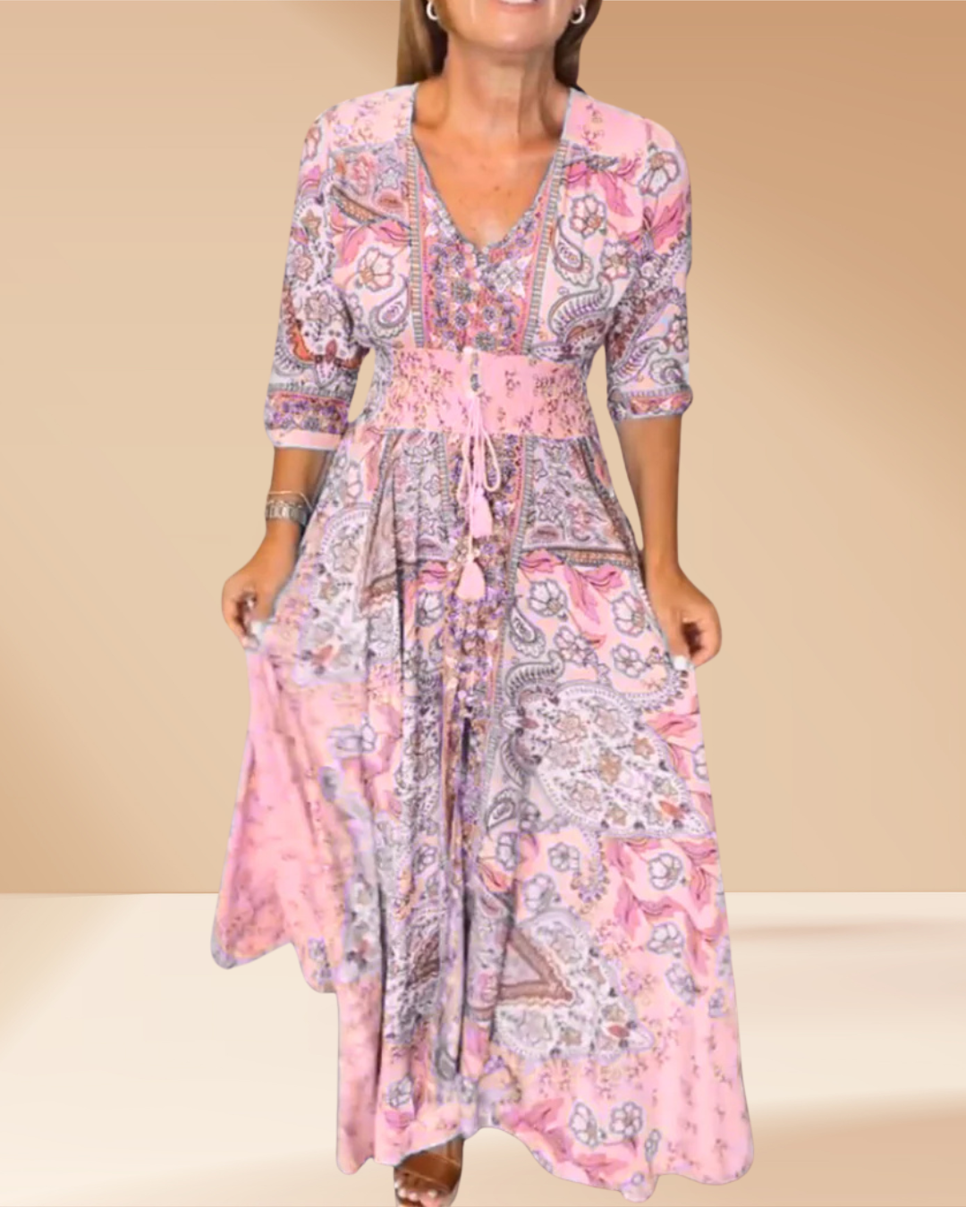 Marevé Vestido Elegante de Verano Escote V