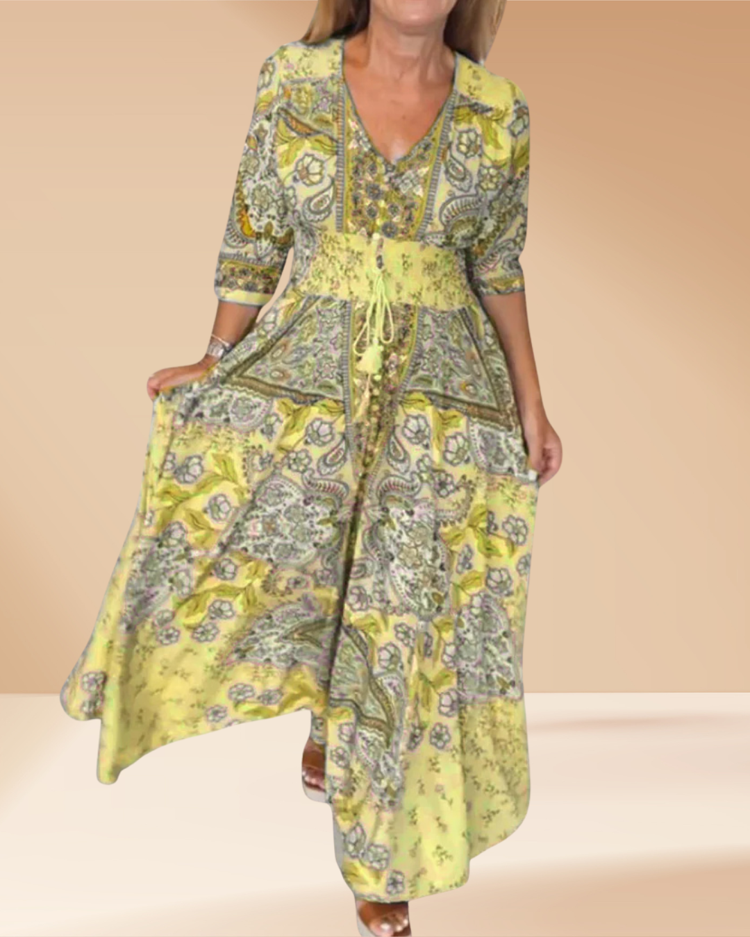 Marevé Vestido Elegante de Verano Escote V