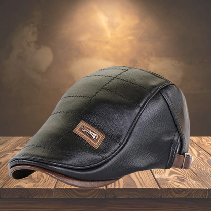 Maison — Gorra plana de cuero estilo newsboy