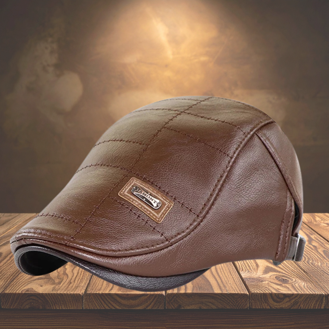 Maison — Gorra plana de cuero estilo newsboy