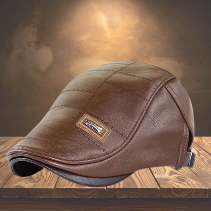 Maison — Gorra plana de cuero estilo newsboy