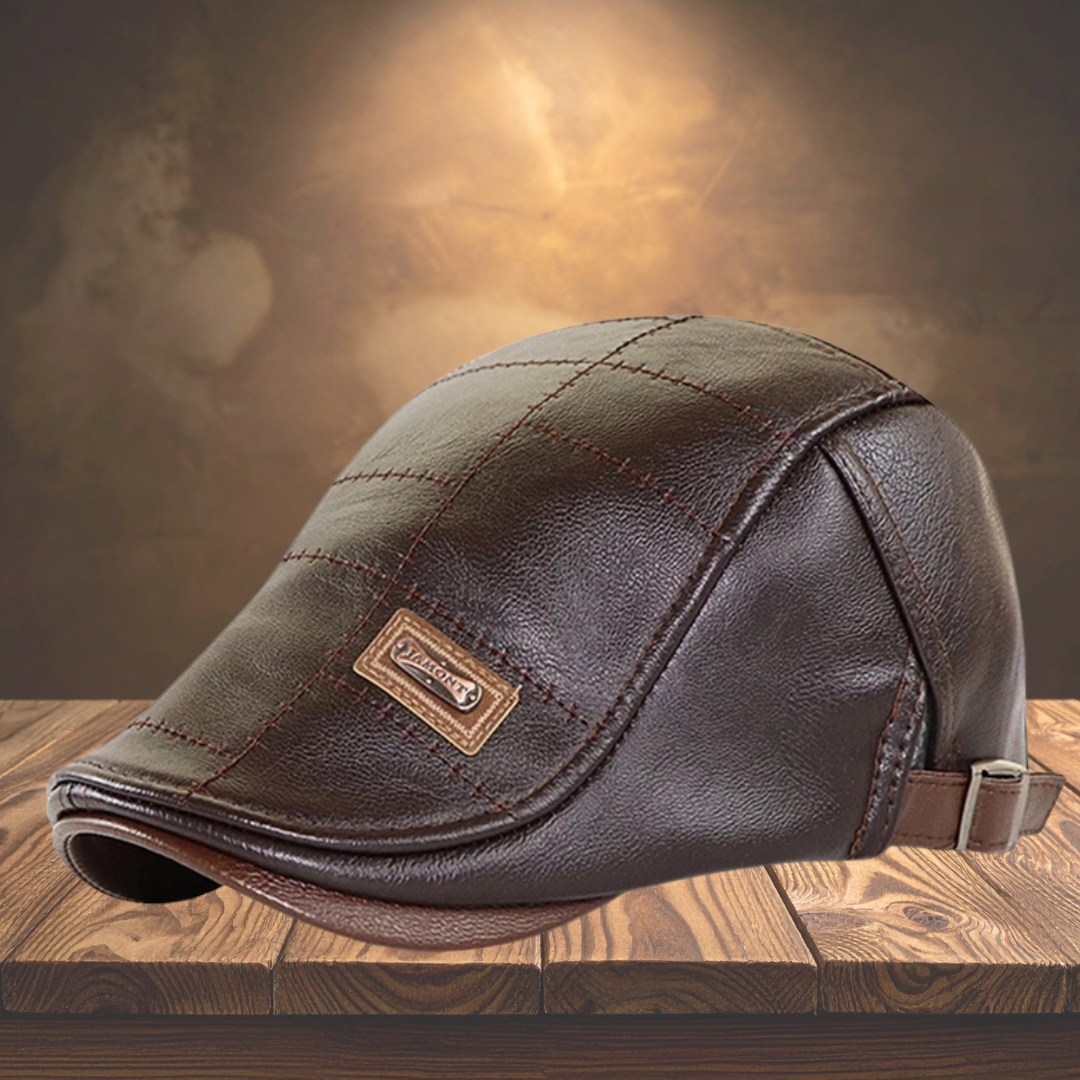 Maison — Gorra plana de cuero estilo newsboy