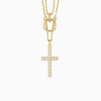 El Cruz Circular — Collar de Fe en Oro Baño