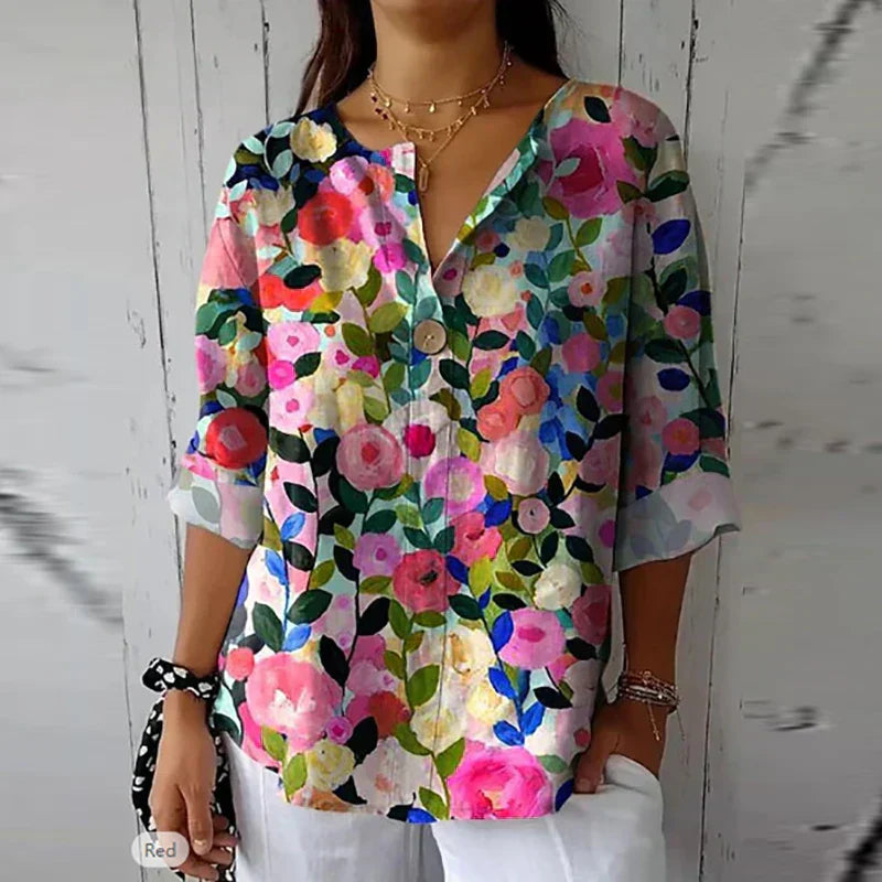 Blusa Floral en Tejido Ligero - Elegante Blusa