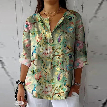 Blusa Floral en Tejido Ligero - Elegante Blusa