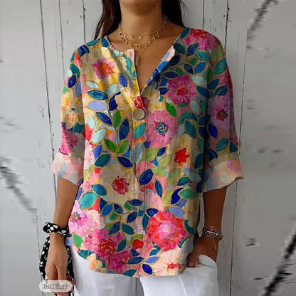 Blusa Floral en Tejido Ligero - Elegante Blusa
