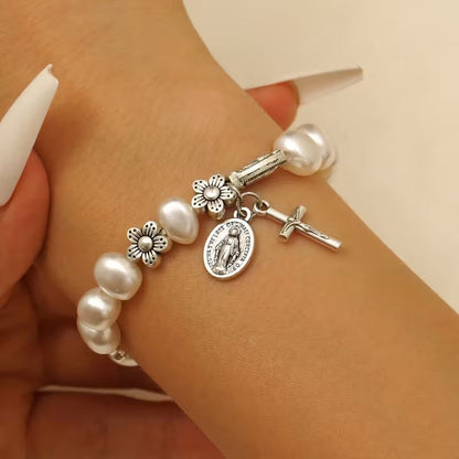 Serenidad - Elegante Pulsera de Margarita Virgen María