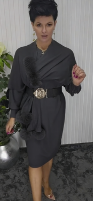 Vestido de Manga Larga de Acabado de Piel Noréa - Elegante Vestido