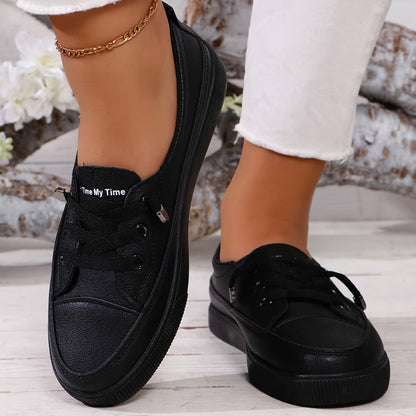 Azzy - Cómodos Zapatos planos de mujer blancos con cordones transpirables