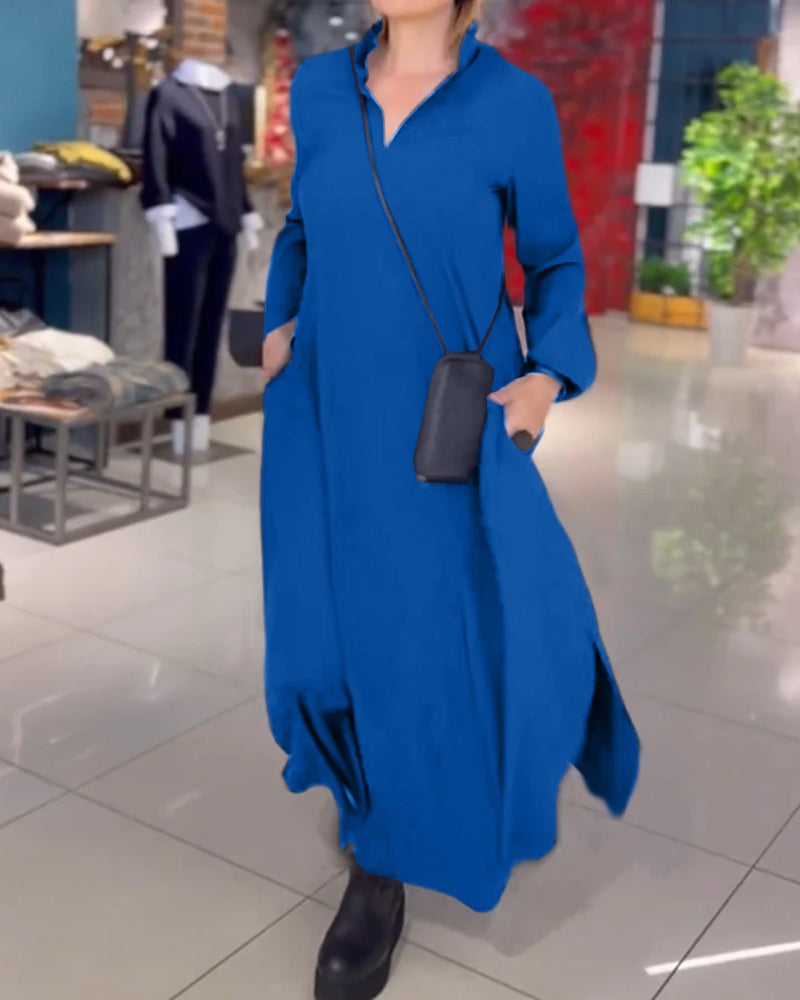 Vestido largo suelto con aberturas laterales - Casual vestido tipo shift
