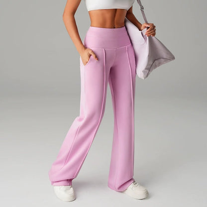 Pantalones de pierna recta de color sólido para mujer - Cómodos Pantalones