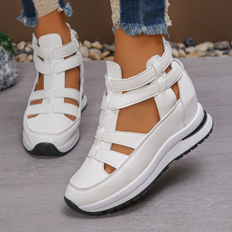 Sandalias de cuña cómodas y ligeras con cremallera lateral