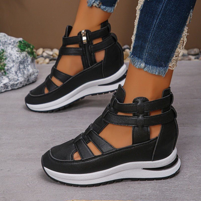 Sandalias de cuña cómodas y ligeras con cremallera lateral