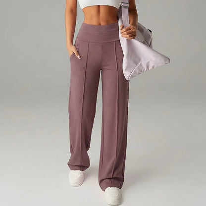 Pantalones de pierna recta de color sólido para mujer - Cómodos Pantalones