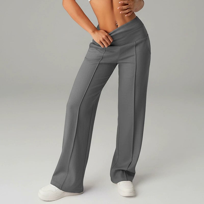 Pantalones de pierna recta de color sólido para mujer - Cómodos Pantalones