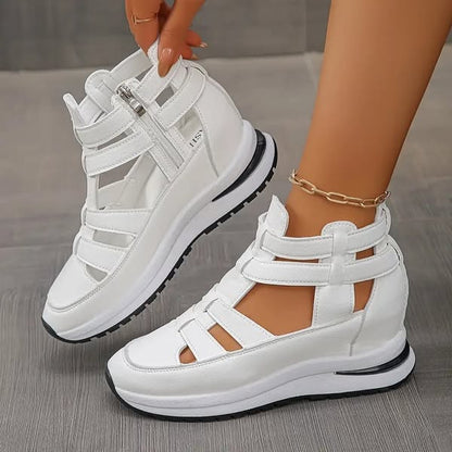 Sandalias de cuña cómodas y ligeras con cremallera lateral