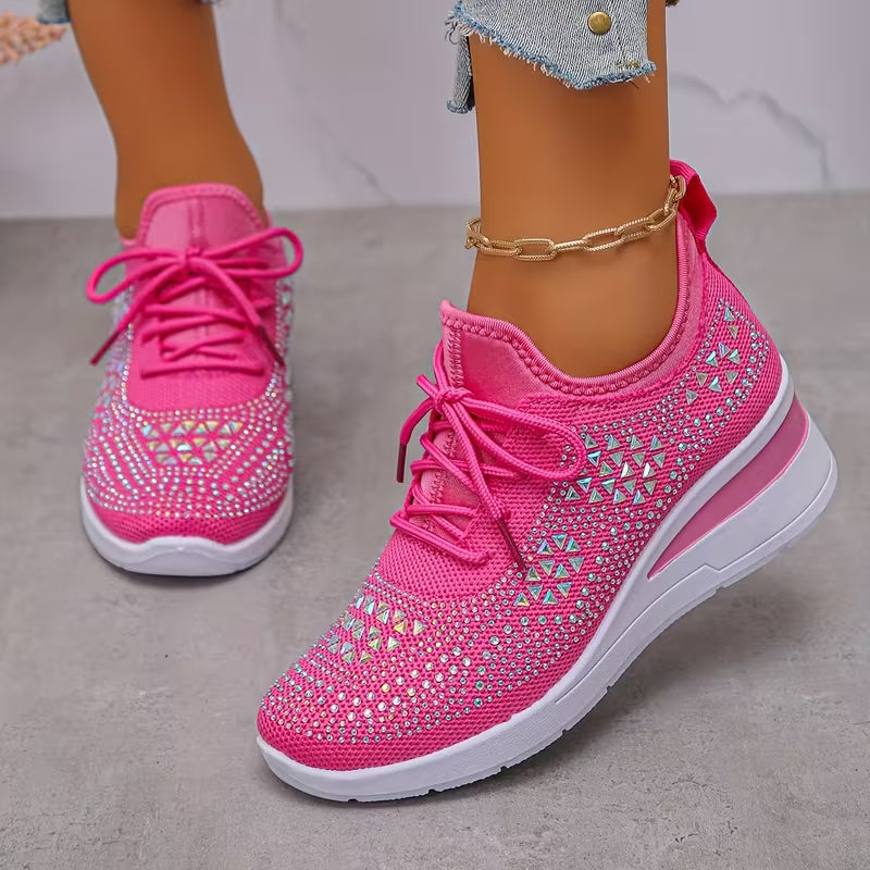 Zapatillas casuales - Transpirables para mujeres adornadas con cristales