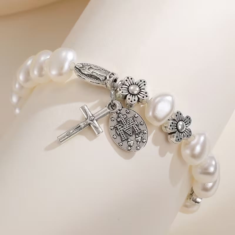 Serenidad - Elegante Pulsera de Margarita Virgen María