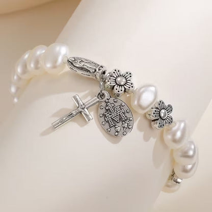 Serenidad - Elegante Pulsera de Margarita Virgen María