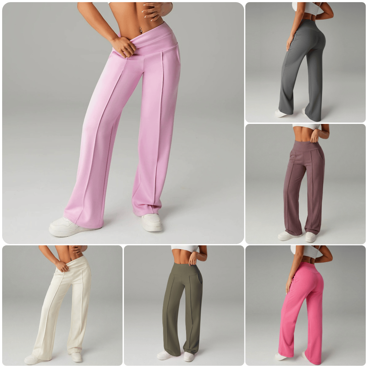 Pantalones de pierna recta de color sólido para mujer - Cómodos Pantalones
