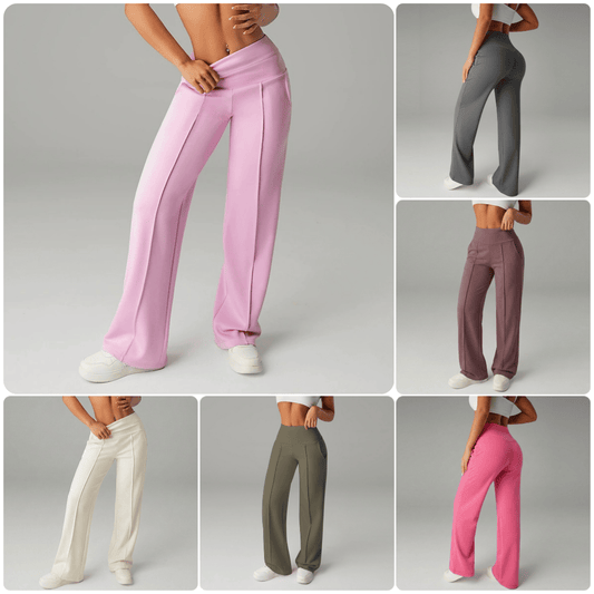Pantalones de pierna recta de color sólido para mujer - Cómodos Pantalones