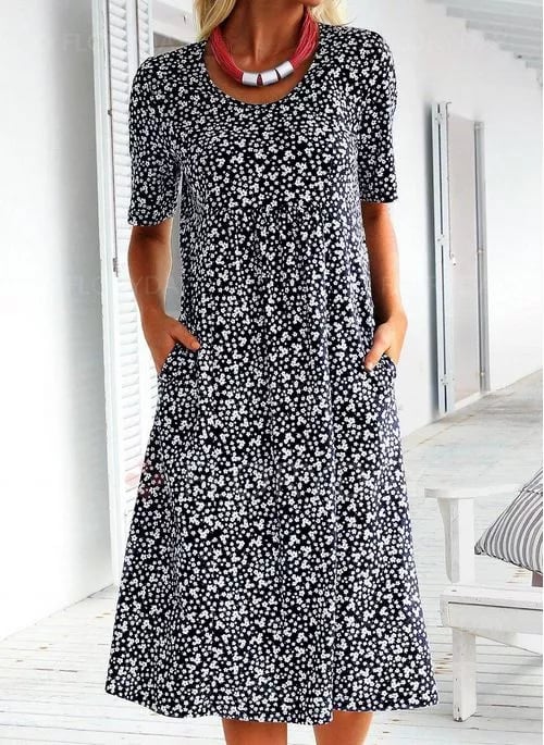 Vanny – Vestido Maxi con Bolsillos Florales