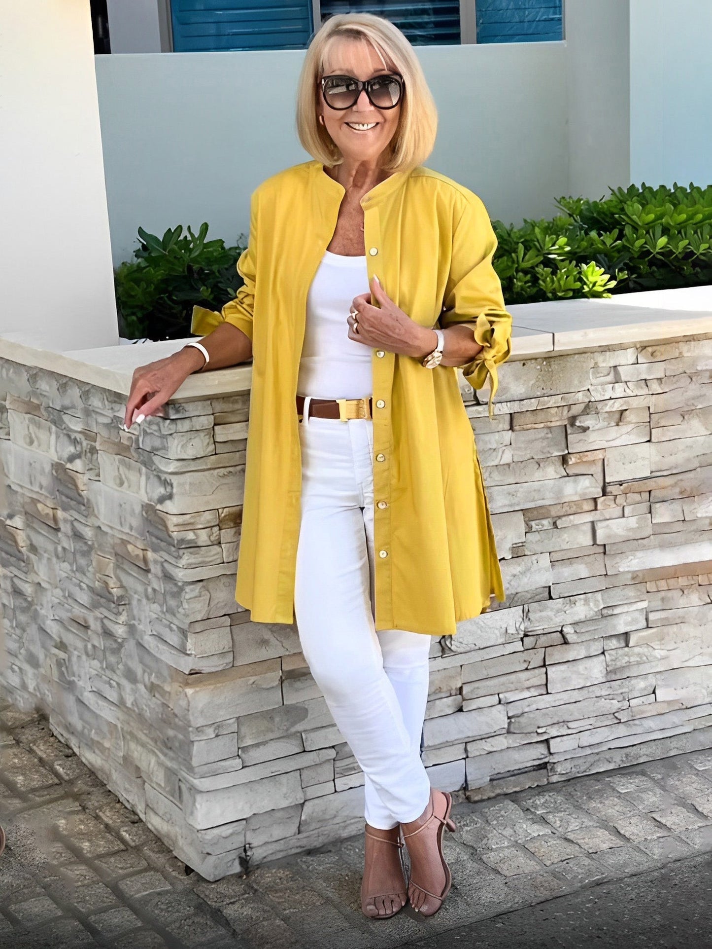 Veloire — Chaqueta de Camisa de Algodón de Largo para Mujer