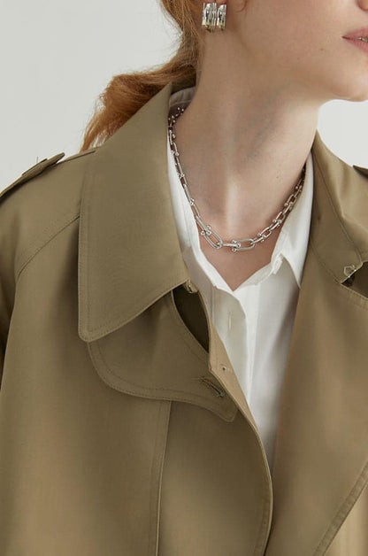 Abrigo Trench Melton - Elegante Doble Botonadura