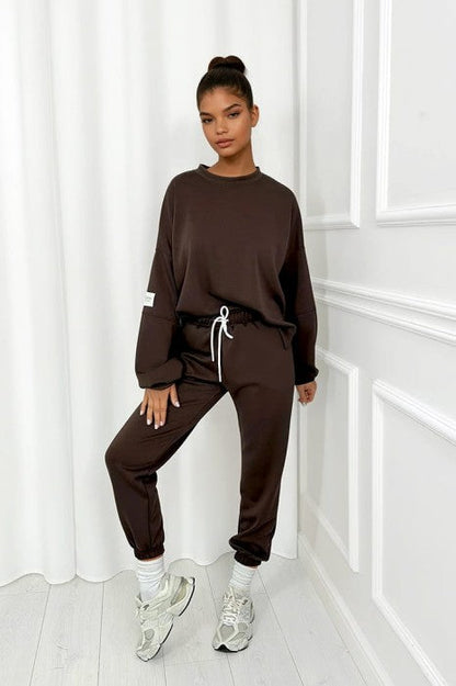 Helen — Conjunto de Top de Punto Suave para Mujer y Pantalón de Pierna Ancha