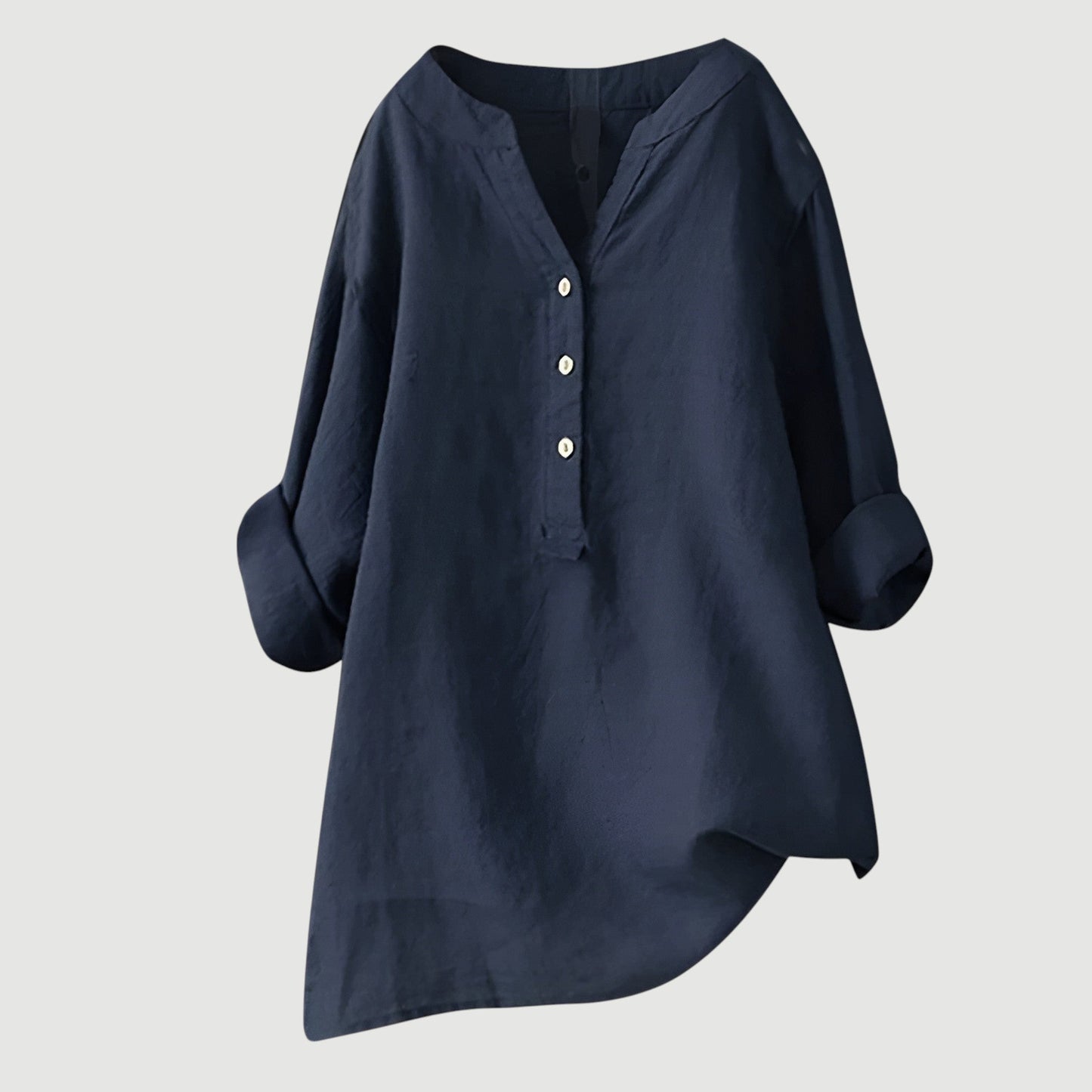 Blusa de lino holgada con botones de Velora