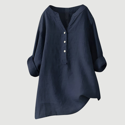 Blusa de lino holgada con botones de Velora