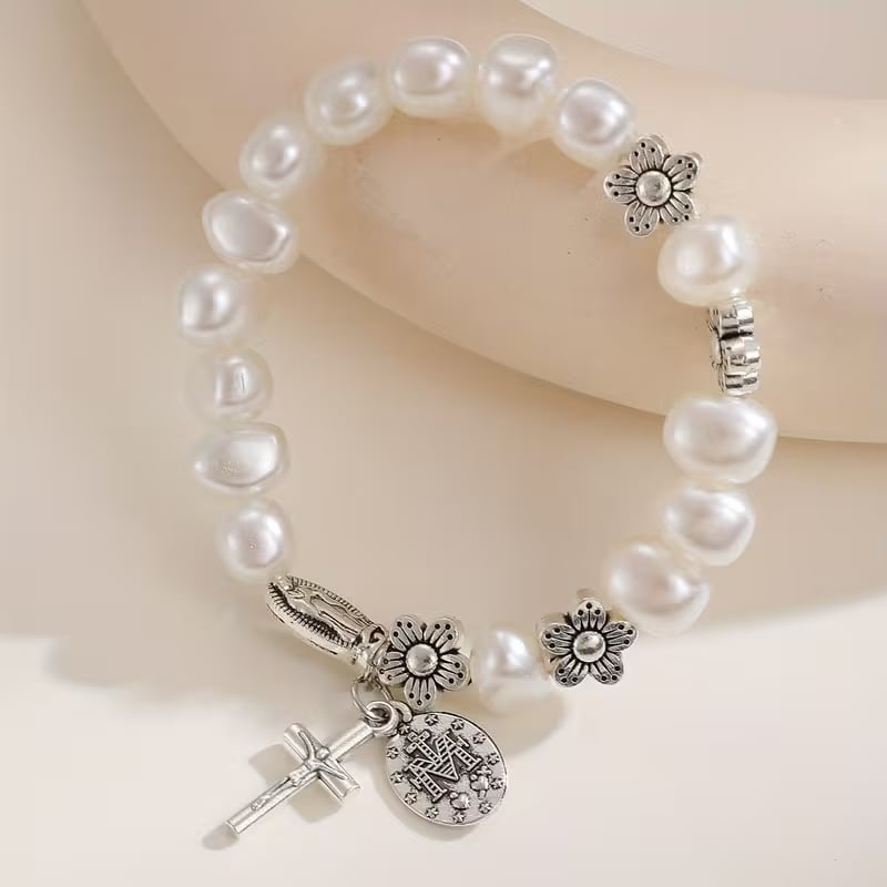 Serenidad - Elegante Pulsera de Margarita Virgen María