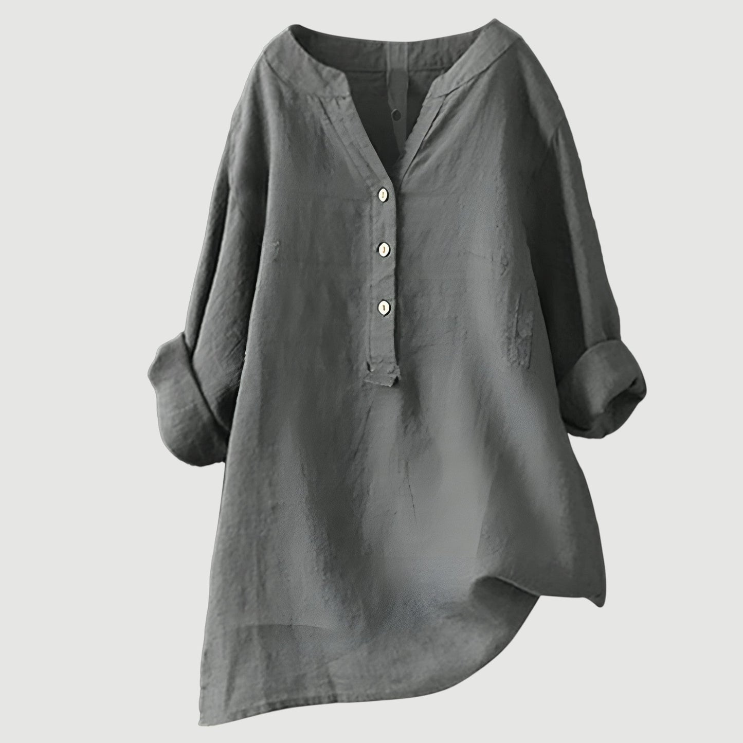 Blusa de lino holgada con botones de Velora