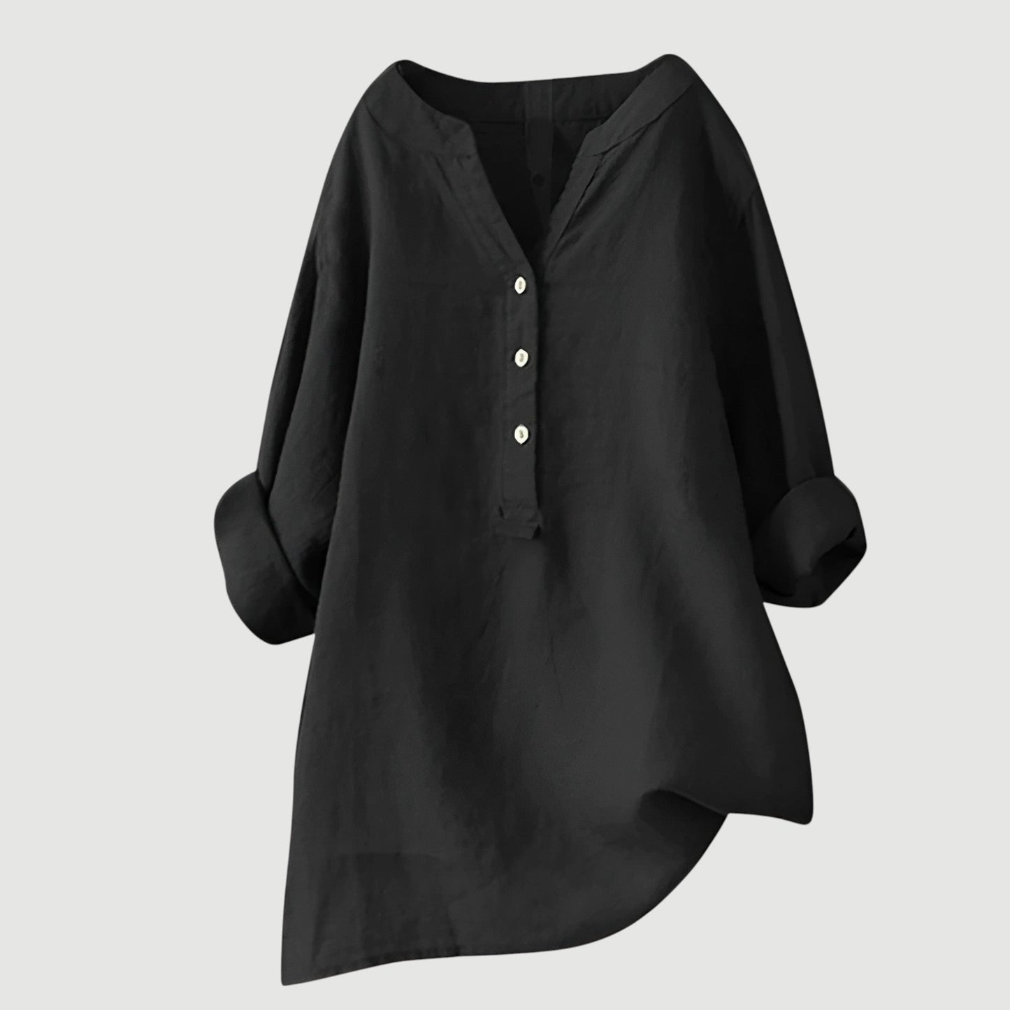 Blusa de lino holgada con botones de Velora