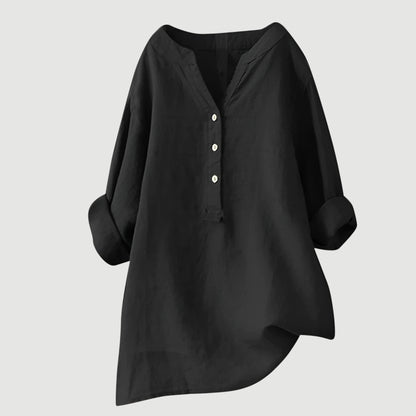 Blusa de lino holgada con botones de Velora