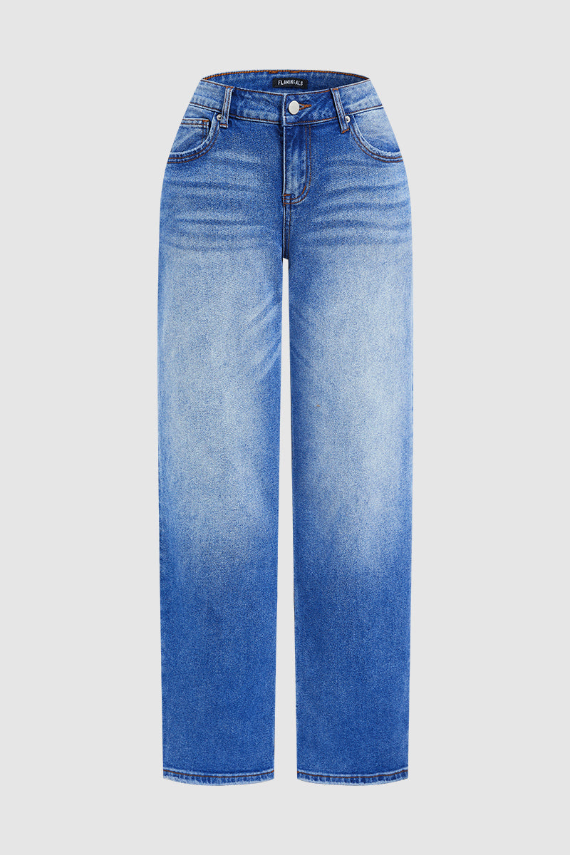 Jeans de Pierna Recta con Cintura Media - Elegantes y Audaces