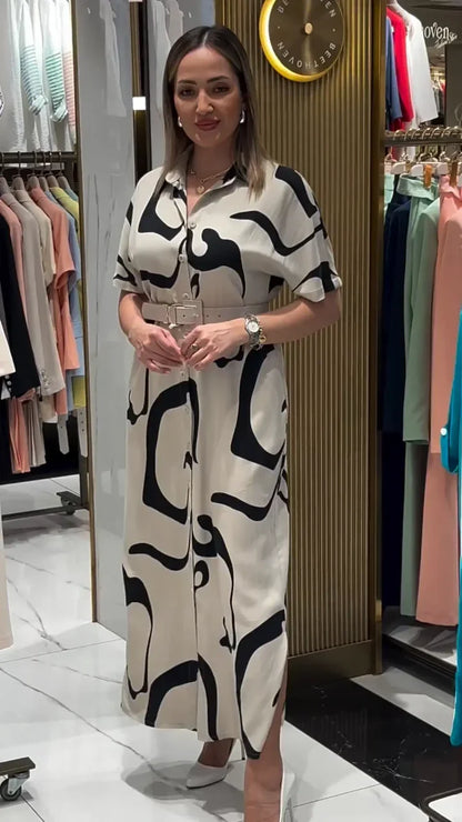 Hermoso vestido con cinturón - Elegante Vestido Cómodo