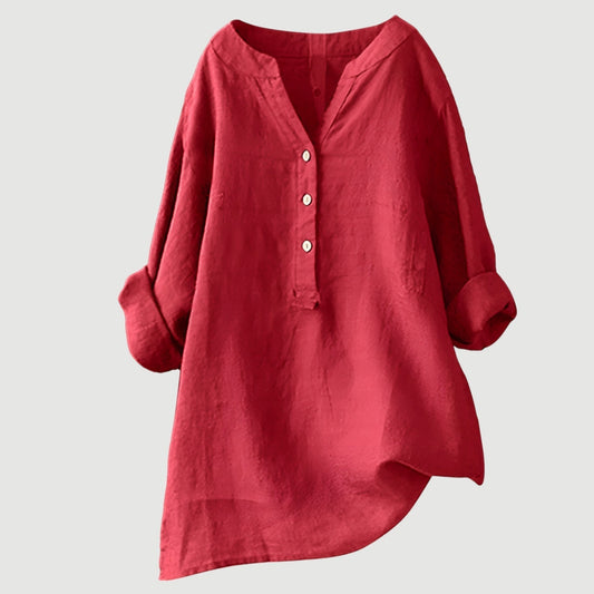 Blusa de lino holgada con botones de Velora