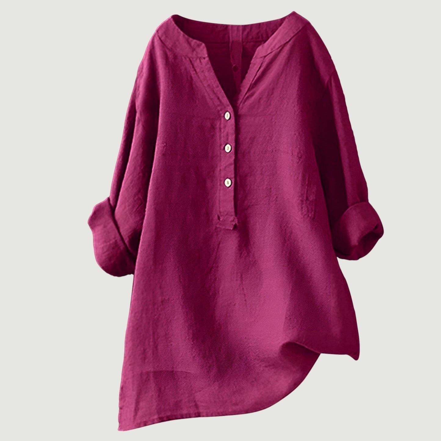Blusa de lino holgada con botones de Velora