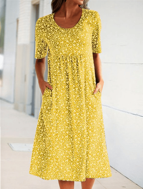 Vanny – Vestido Maxi con Bolsillos Florales