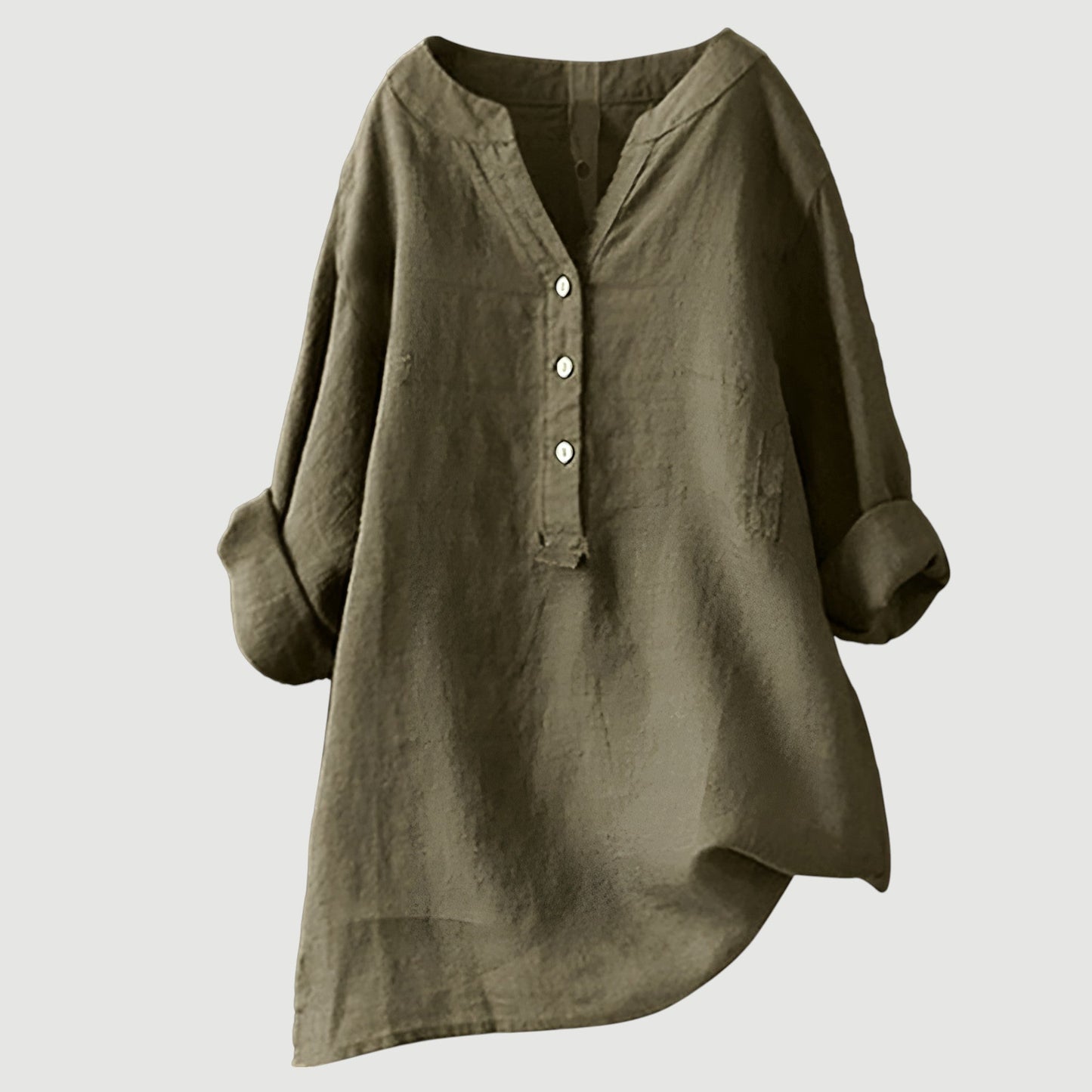 Blusa de lino holgada con botones de Velora