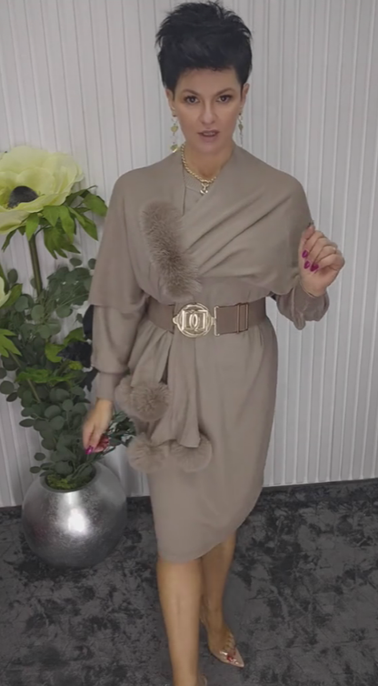 Vestido de Manga Larga de Acabado de Piel Noréa - Elegante Vestido