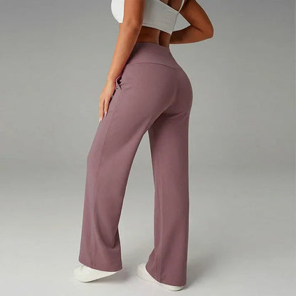 Pantalones de pierna recta de color sólido para mujer - Cómodos Pantalones