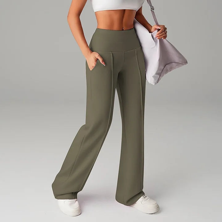 Pantalones de pierna recta de color sólido para mujer - Cómodos Pantalones