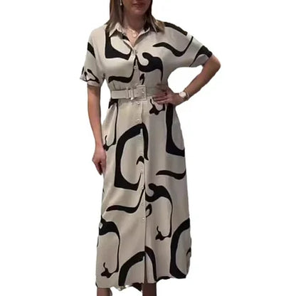 Hermoso vestido con cinturón - Elegante Vestido Cómodo