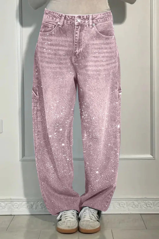 Jeans de Damas con Adorno de Strass - Elegantes Pantalones Casual Cómodos