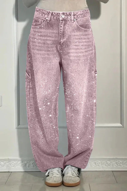 Jeans de Damas con Adorno de Strass - Elegantes Pantalones Casual Cómodos