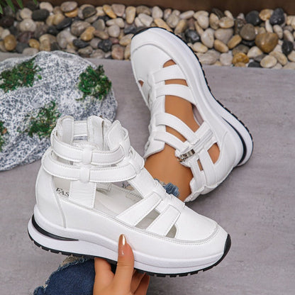 Sandalias de cuña cómodas y ligeras con cremallera lateral